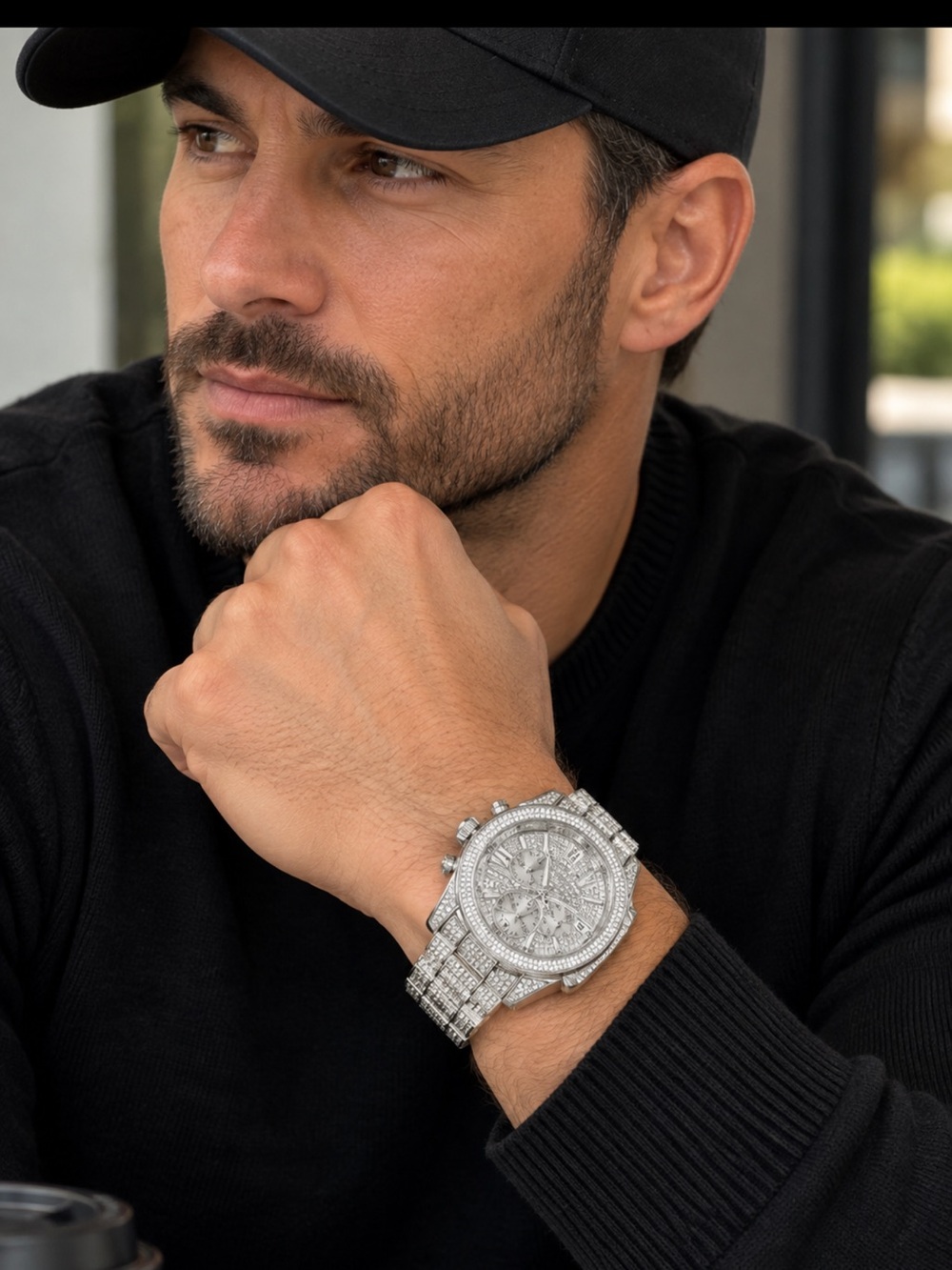 Michael Kors Silver Pavé Crystal Chronograph Mens Watch Unisex